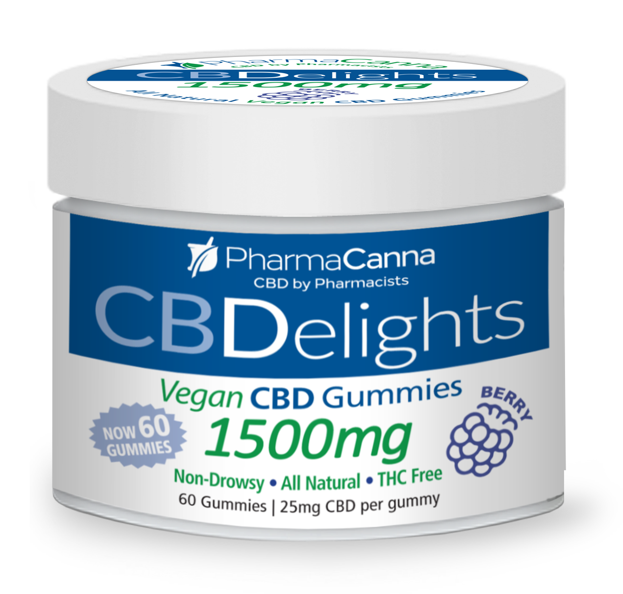CBDelights 1500mg VEGAN CBD Gummies - 60 pack THC Free
