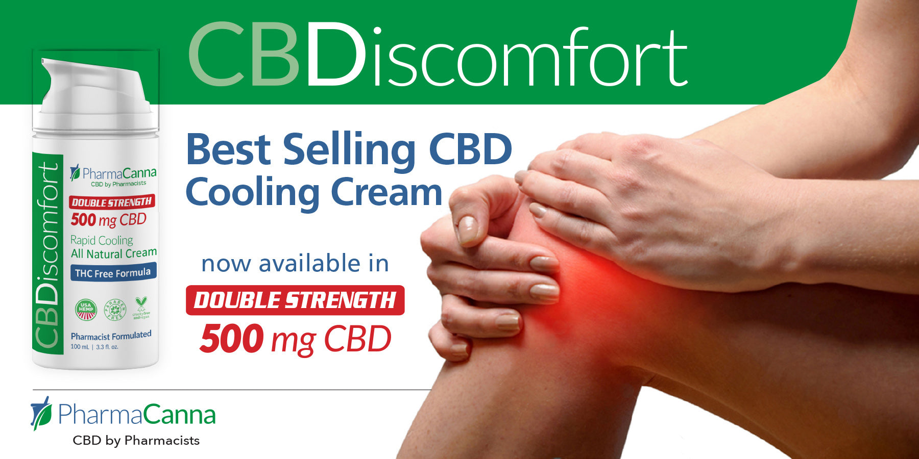 #1 CBD Cream now available in double strength. Double the effect for joint and muscles with inflammation or arthritis.